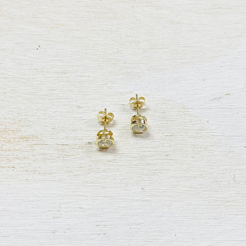 SS GP CZ Circle Stud Earrings