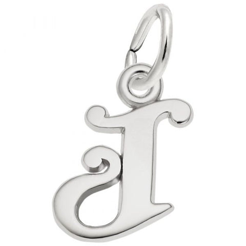 Sterling Silver Curly Initial J Accent Charm