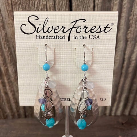 Silver Forest teardrop sunglasses earrings
