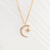 Moon & Star Pave Fashion Necklace