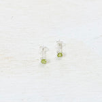 Sterling Silver Green Stone Stud Earrings
