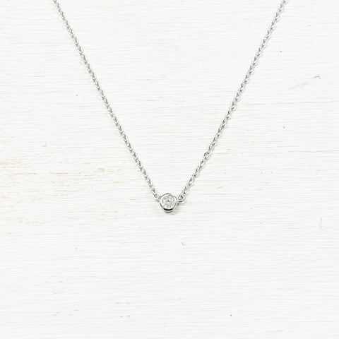 SS Small Circle CZ Necklace 16-18”