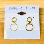 Sterling Silver Gold Tone Small Circle in a Circle Earrings