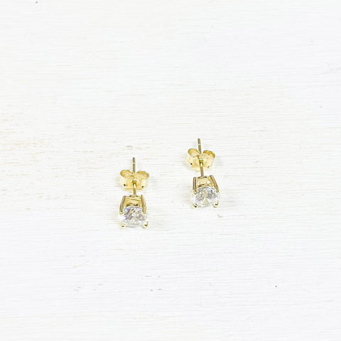Sterling Silver Gold Plated CZ Studs
