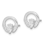 Sterling Silver CZ Claddagh Earrings