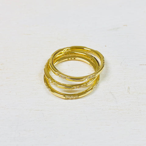 Set of 3 Goldtone Band with CZ accents