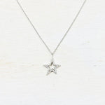 SS CZ Star Necklace 16-18”