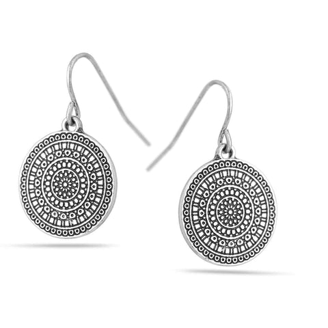 Fashion Silver Tone Disc Earrings