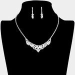 Fashion Silver Tone Marquise Rhinestone Necklace and Earring Set