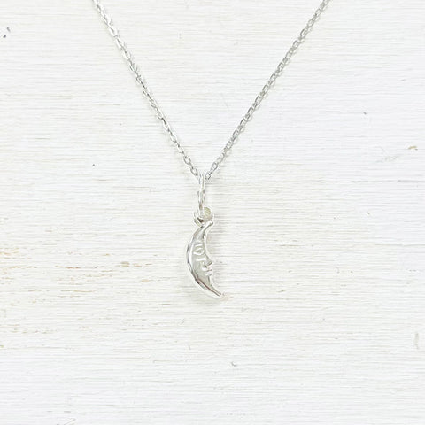 Sterling Silver Crescent Charm Necklace