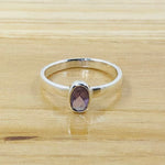 Sterling Silver Oval Shaped Lavender Stone Ring-Size 6