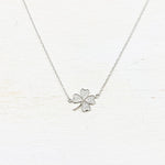 SS CZ Shamrock Necklace 16-18”