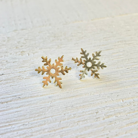 Sterling Silver Gold Tone Large Snowflake Stud