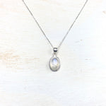 Sterling Silver Rainbow Moonstone Oval Necklace
