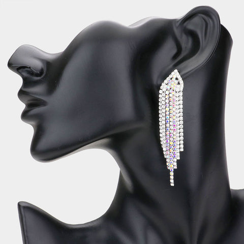 Fashion Rhinestone Fringe Drop Earrings
