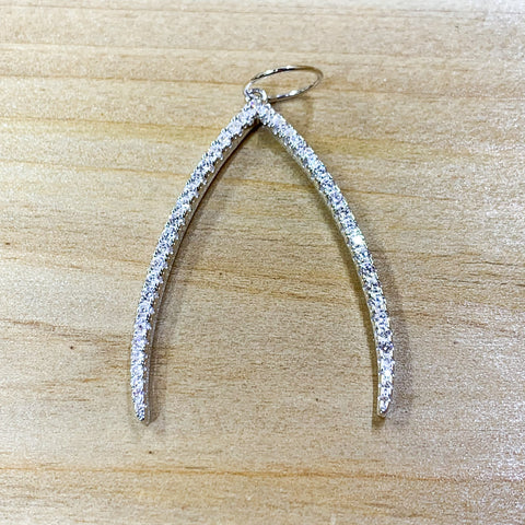 Sterling Silver Pave Wishbone Charm