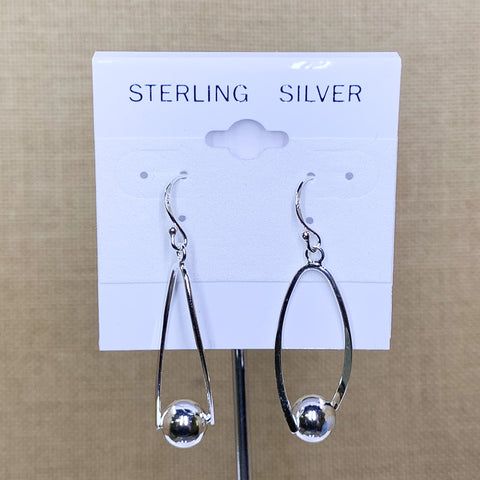 Sterling Silver Oval Ball Dangle Earring