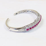 Genuine Ruby and c/z Stone Cuff Estate Bracelet