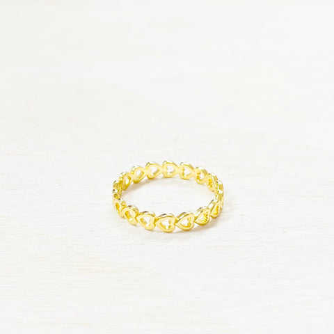 Sterling Silver Gold Plated Hearts Ring