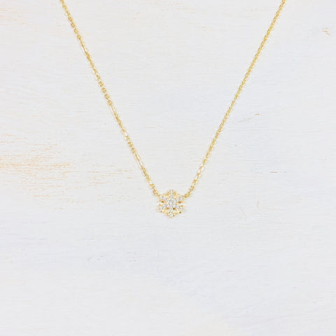 Sterling Silver w/ Gold Plate Mini Snowflake Necklace
