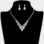 Fashion Rhinestone Teardrop Necklace Set