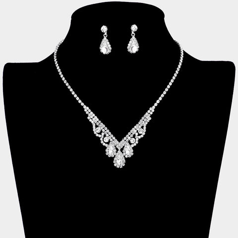 Fashion Rhinestone Teardrop Necklace Set