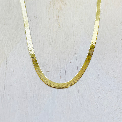 16” Gold Tone Sterling Silver Thick Herringbone Chain