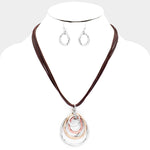 Fashion Tri Tone Cord Necklace Set