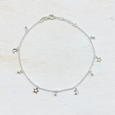 SS Star and Moon Dangle Anklet