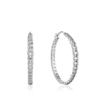 Curb Chain Silver Hoop Earrings