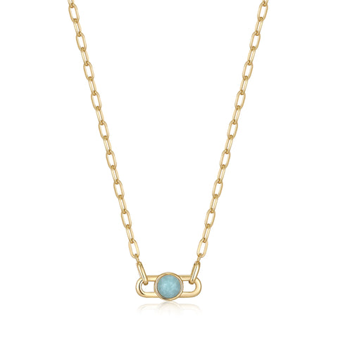 Gold Orb Amazonite Link Necklace