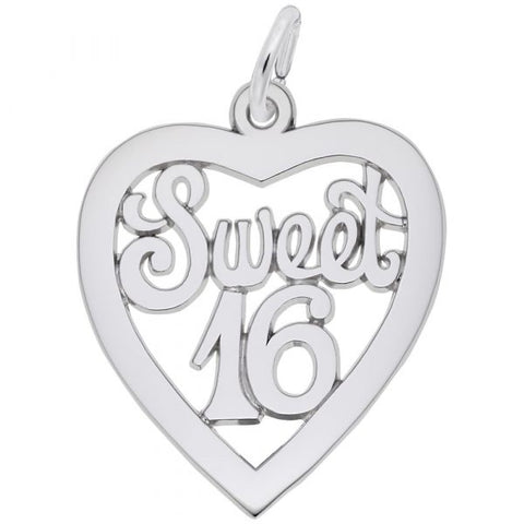 Sterling Silver Sweet 16 Open Heart Charm