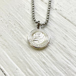 Small St. Christopher Surf Necklace, Silver-white