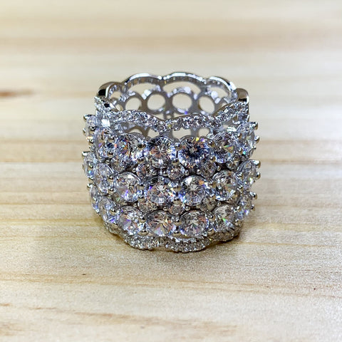 Estate Sterling Silver Thick Band Sparkle Ring