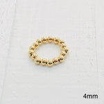 4MM BEADED GOLD TONE STERLING SILVER RING