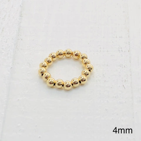 4MM BEADED GOLD TONE STERLING SILVER RING