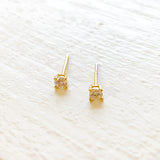 Sterling Silver 3mm Yellow CZ Studs