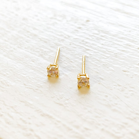Sterling Silver 3mm Yellow CZ Studs