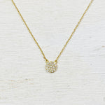 SS Gold Plated CZ Circle Necklace 16-18”