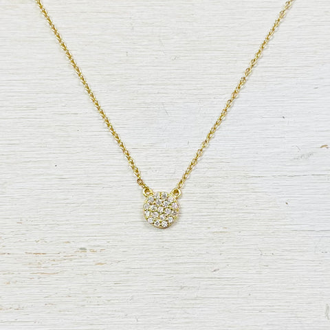SS Gold Plated CZ Circle Necklace 16-18”