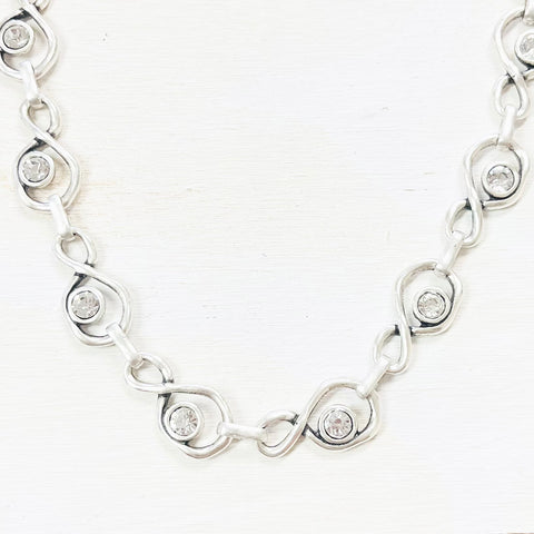 Fashion Silver Tone w/ Stones Necklace