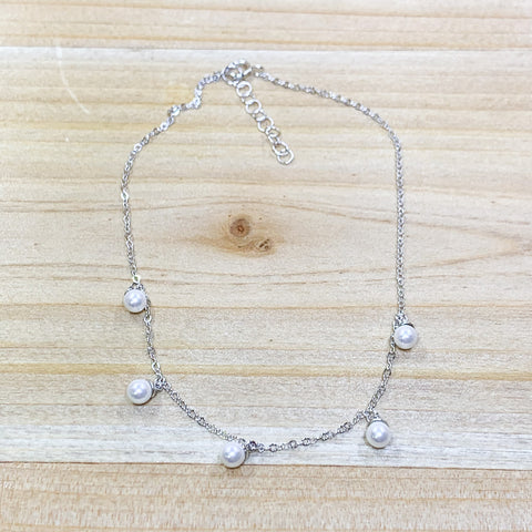 Sterling Silver Pearl Dangle Anklet