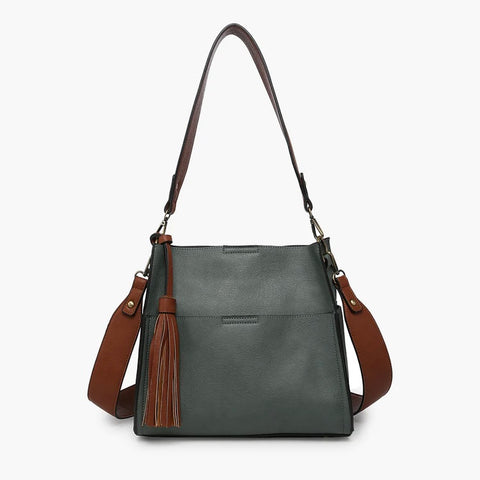 Dark Teal & Brown Two-Tone Lyla Bucket Bag