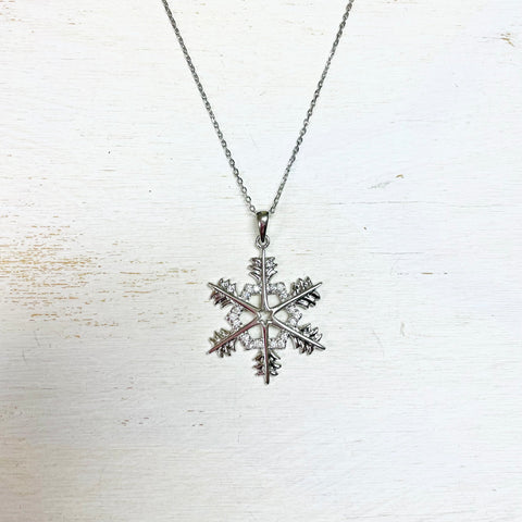 SS CZ Snowflake Necklace