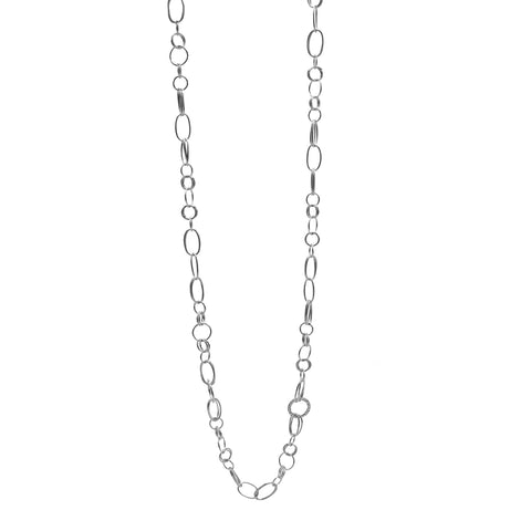Fashion Silver Tone Long Link Necklace