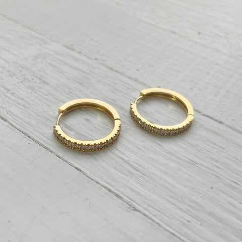 Gold Tone Fashion Rhinestone Hoop