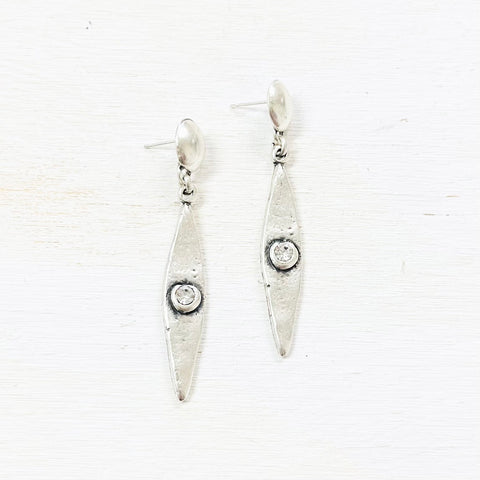 Fashion Long Dangle w/ Clear Stone Earrings
