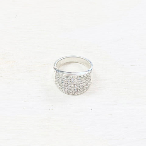 Sterling Silver Estate Thick Band w/ Stones Ring