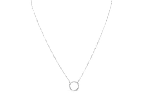 Silver Open Circle Pave Icon Necklace
