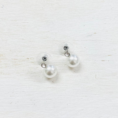 Fashion Pearl With Rhinestone Stud Earrings